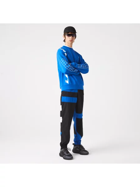 Lacoste Patchworkowe Wodoodporne Spodnie Dresowe granatowe