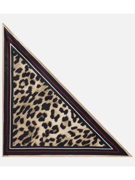 Fular Givenchy de mătase cu imagine cu model leopard bej