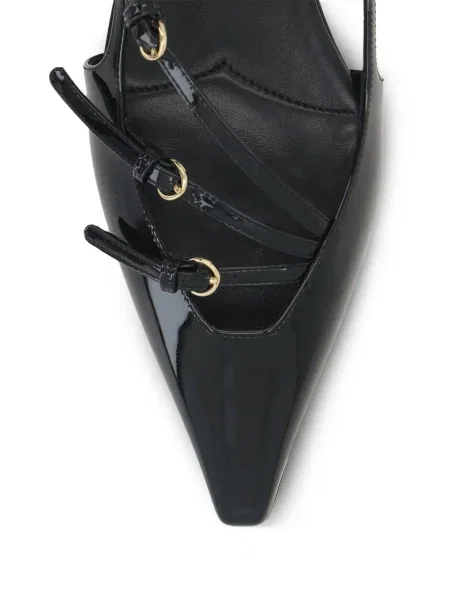 Pantofi cu toc Miu Miu din piele de lac slingback negru
