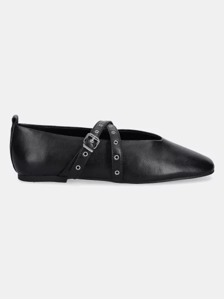 Kožené balerínky Tommy Jeans TJW LEATHER MARYJANE BALLERINA čierna