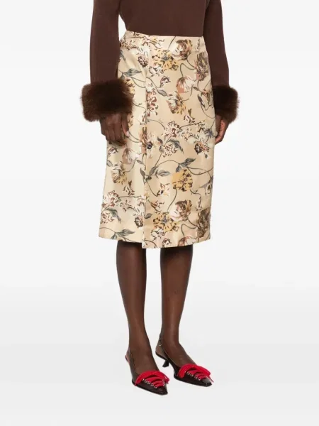 Fustă midi Kenzo de mătase cu model floral cu imagine
