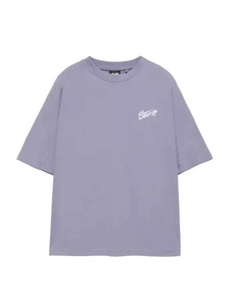Pull&Bear Tricou STWD mov deschis alb