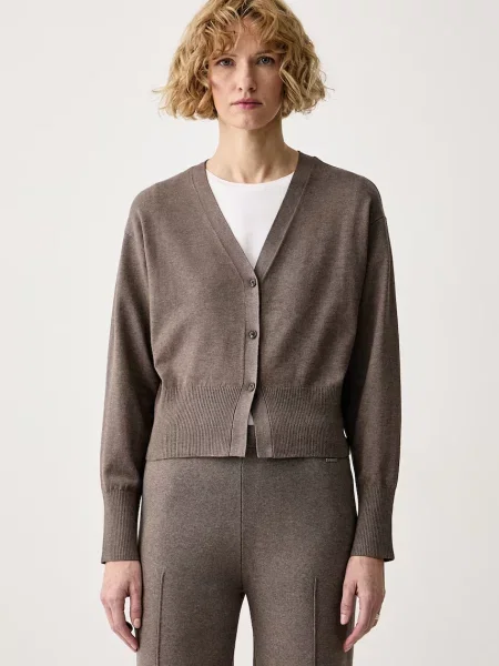Calvin Klein kardigan dámský s viskózou hnědý