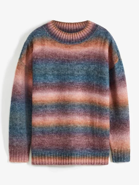 Sweter w cieniowanym kolorze z domieszką wełny różowy