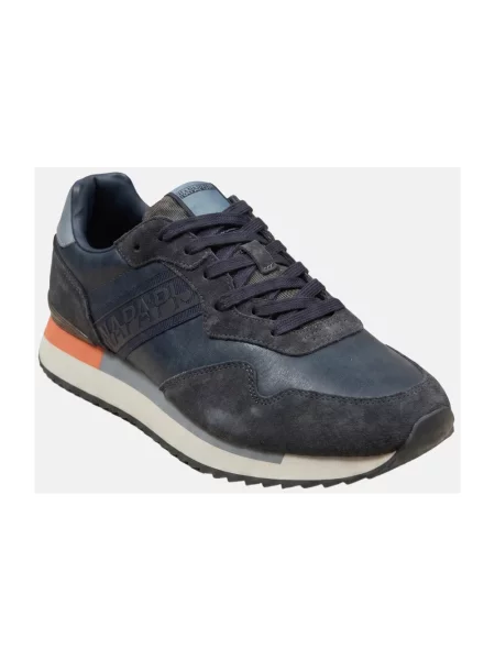 Sneakersy Napapijri skórzane na platformie niebieskie