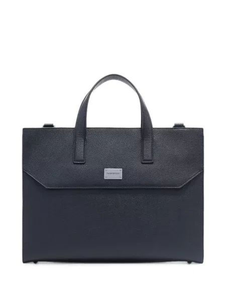 Servietă Emporio Armani din piele cu autograf negru