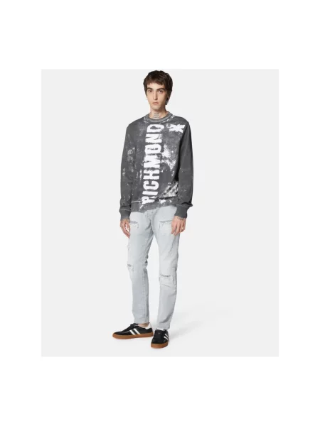 Bluza John Richmond z okrągłym dekoltem retro szara