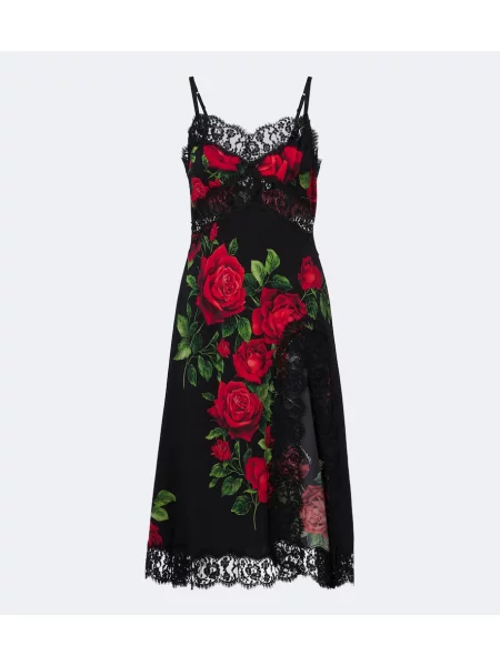 Rochie Dolce&gabbana de mătase cu model floral negru