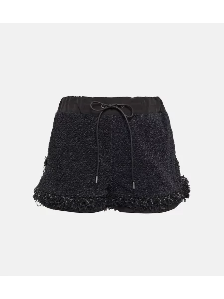 Pantaloni scurți Sacai din tweed negru