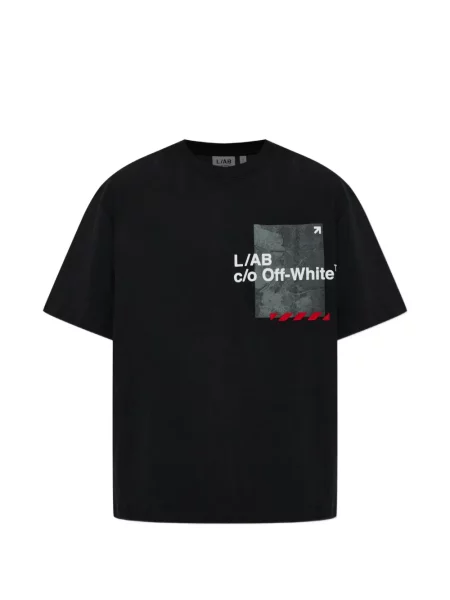 Тениска L/ab C/o Off-white с принт бяло