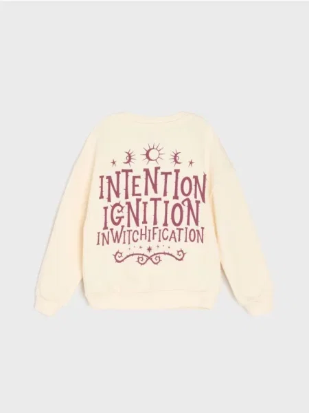 Sinsay Mikina crewneck s bavlnou Hexed krémová