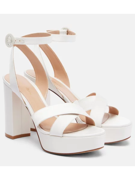 Sandale Gianvito Rossi din satin cu platformă alb