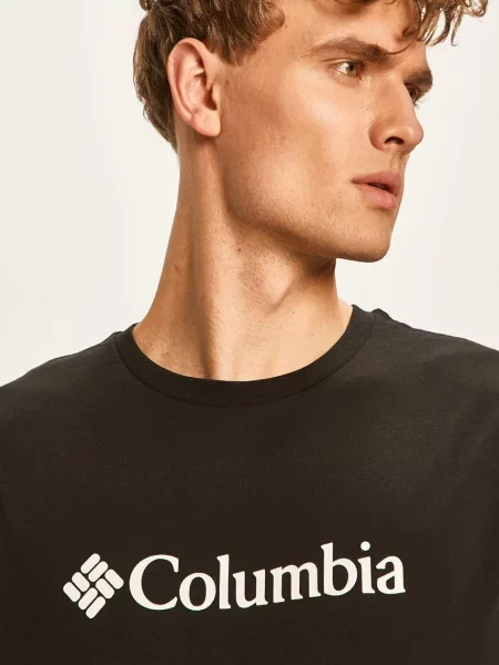 Rövid ujjú rövid póló Columbia autogrammal fekete