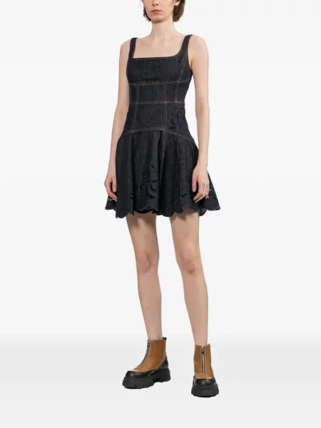 Rochie mini Self-portrait cu broderie albastru