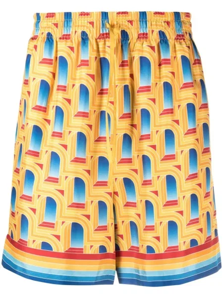 Pantaloni scurți Casablanca de mătase cu imagine galben