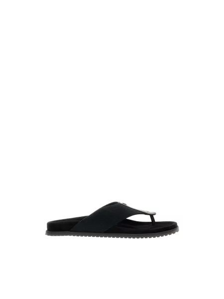 Klapki Dolce And Gabbana skórzane z logo czarne