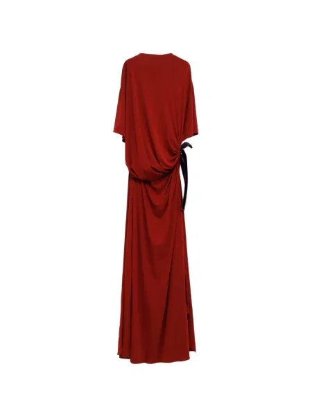 Rochie maxi Balenciaga cu funde drapată roșu