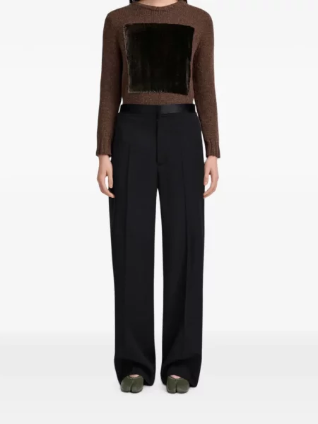 Pantaloni Maison Margiela din satin negru