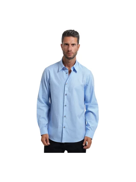 Koszula Armani Exchange w geometryczne wzory żakardowa niebieska
