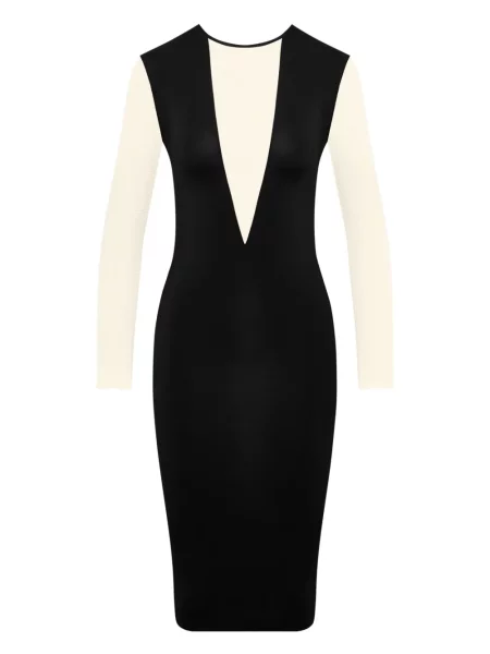 Rochie maxi Maison Close cu decolteu în V lungă de costum negru
