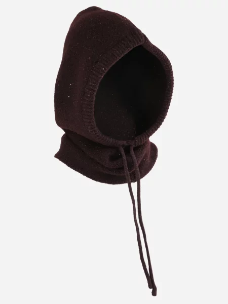 Czapka Kominiarka Typu Balaclava z Wełniano-Wiskozowej Dzianiny z Błyszczącymi Drobinkami Nadawi brązowa