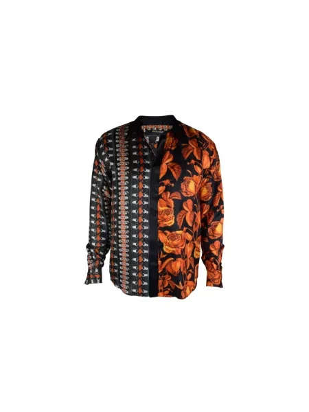 Jedwabna koszula Roberto Cavalli w kwiatki z nadrukiem