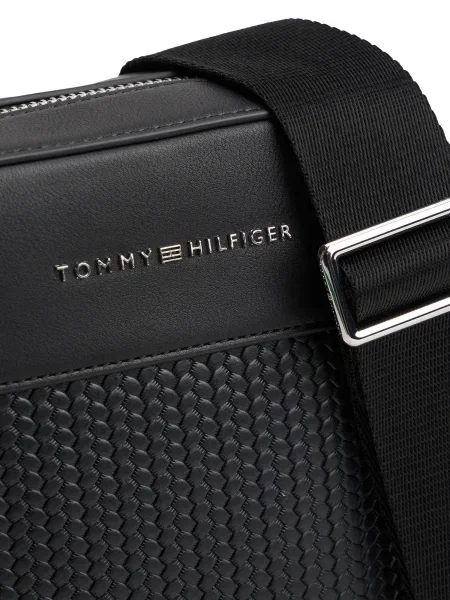 Geantă crossover Tommy Hilfiger Th Woven Mini Reporter negru