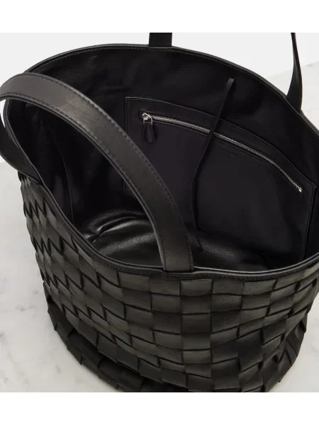 Geanta de piele The Row din piele negru