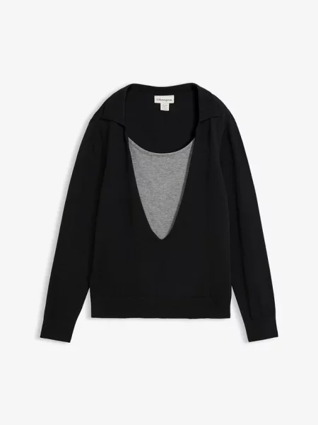 Cienki sweter w optyce warstwowego z mieszanki czarny