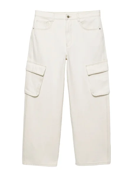 Pull&Bear Pantaloni eleganți lână alb