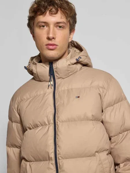 Tommy Jeans Pikowana kurtka Mężczyźni jednolity S beżowy