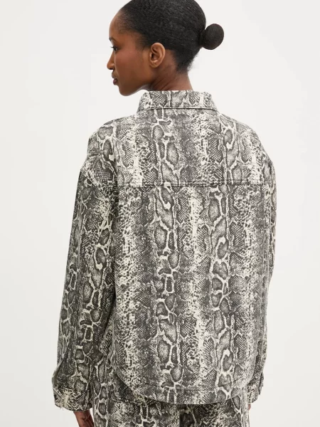 Джинсова куртка Answear Lab перехідна oversize бежевий