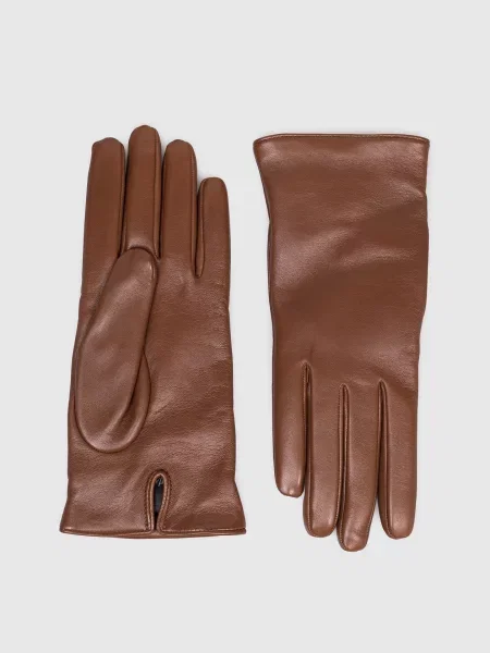 Шкіряні рукавички Saint Laurent коричневі
