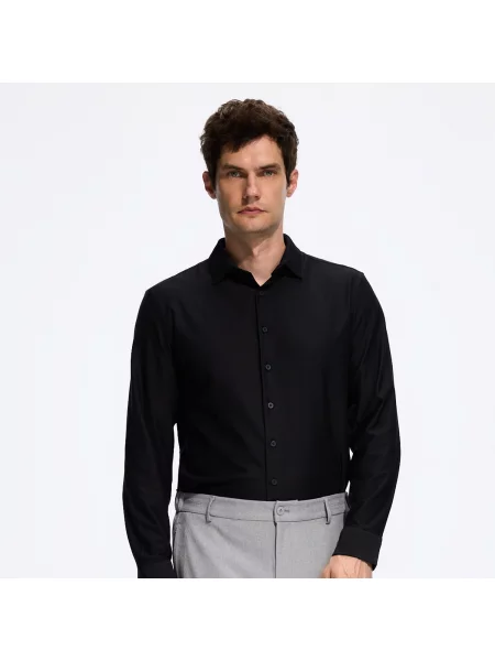Reserved Jednobarevná košile slim fit černý