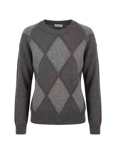 Pulover Peserico cu paiete cu model argyle gri