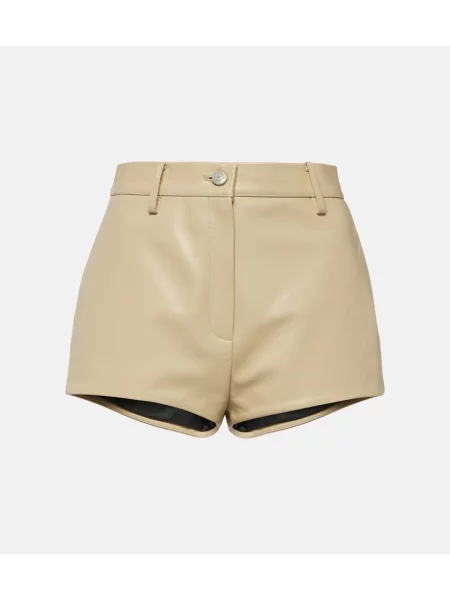 Pantaloni scurți Magda Butrym cu talie înaltă din piele bej