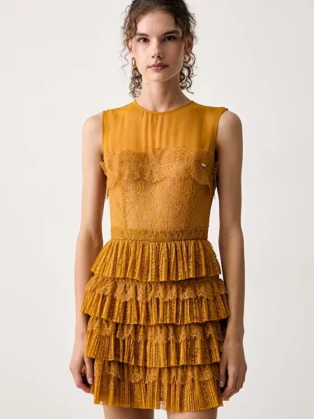 Elisabetta Franchi rochie cu vâscoză galben