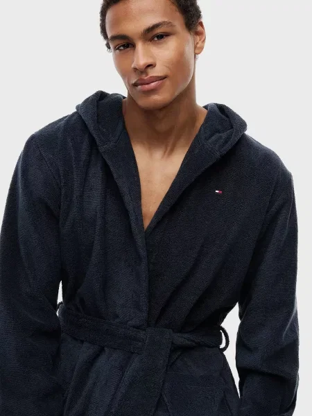 Халат Tommy Hilfiger з капюшоном на запах синій