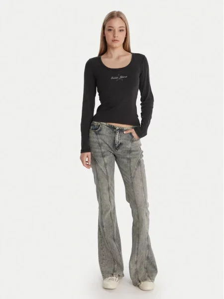 Guess Jeans Bluza Siva črna