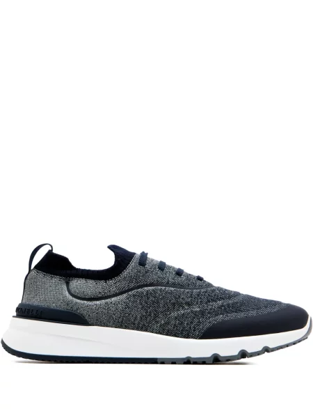 Sneakerși Brunello Cucinelli cu șireturi tricotate albastru