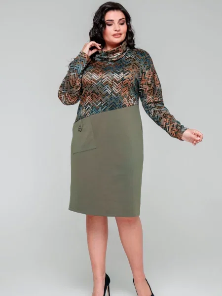 Сукня міді All Posa віскоза/поліестер хакі