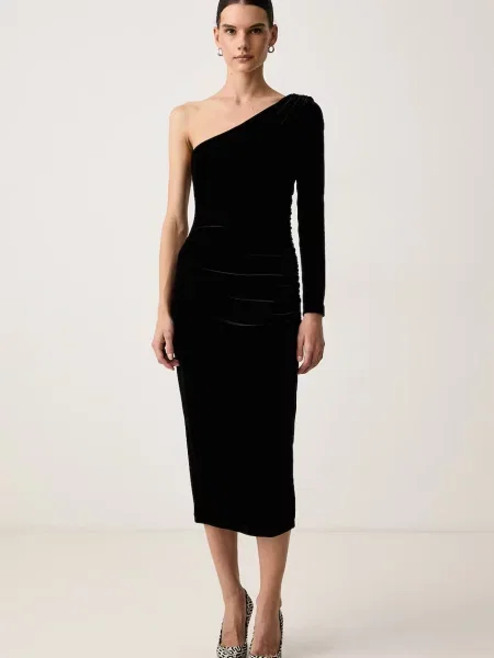 Armani Exchange rochie din velur negru