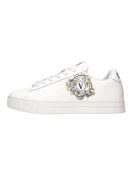 Sneakersy Versace Jeans Couture skórzane casual z nadrukiem białe