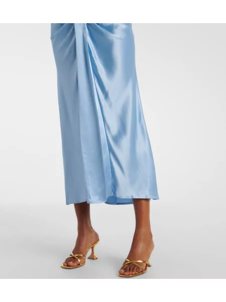 Rochie midi Staud din satin până la genunchi de costum albastru