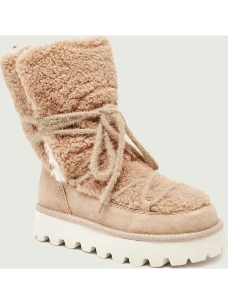 Marc Cain Bocanci | shearling cu adaos de piele bej