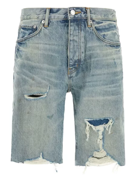 Pantaloni scurți din denim Purple Brand zdrențuiți albastru