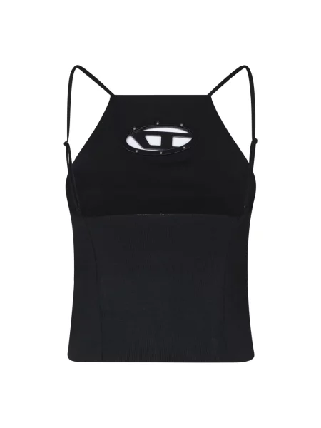 Top Diesel wełniany elegancki z dekoltem halter czarny