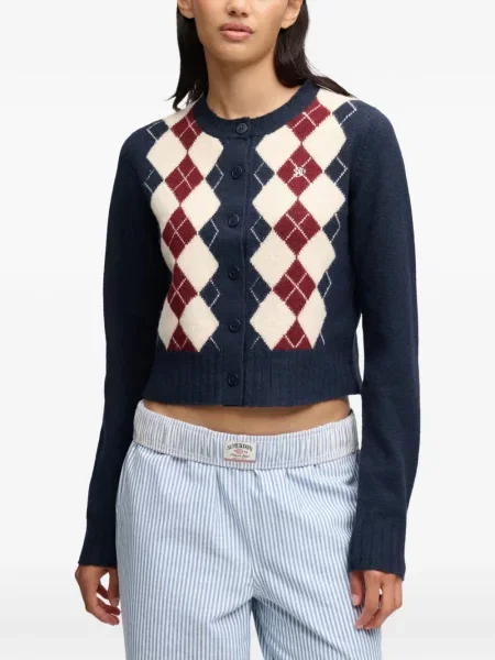 Kardigan Superdry s argylovým vzorem modrý
