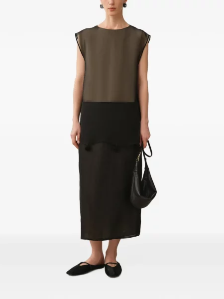Rochie midi Less de mătase negru