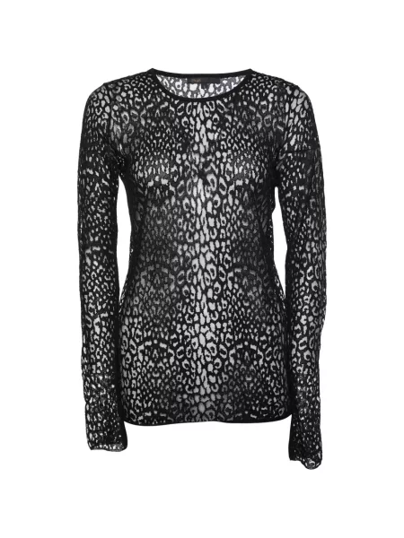 Lung tricou Maje din dantelă negru